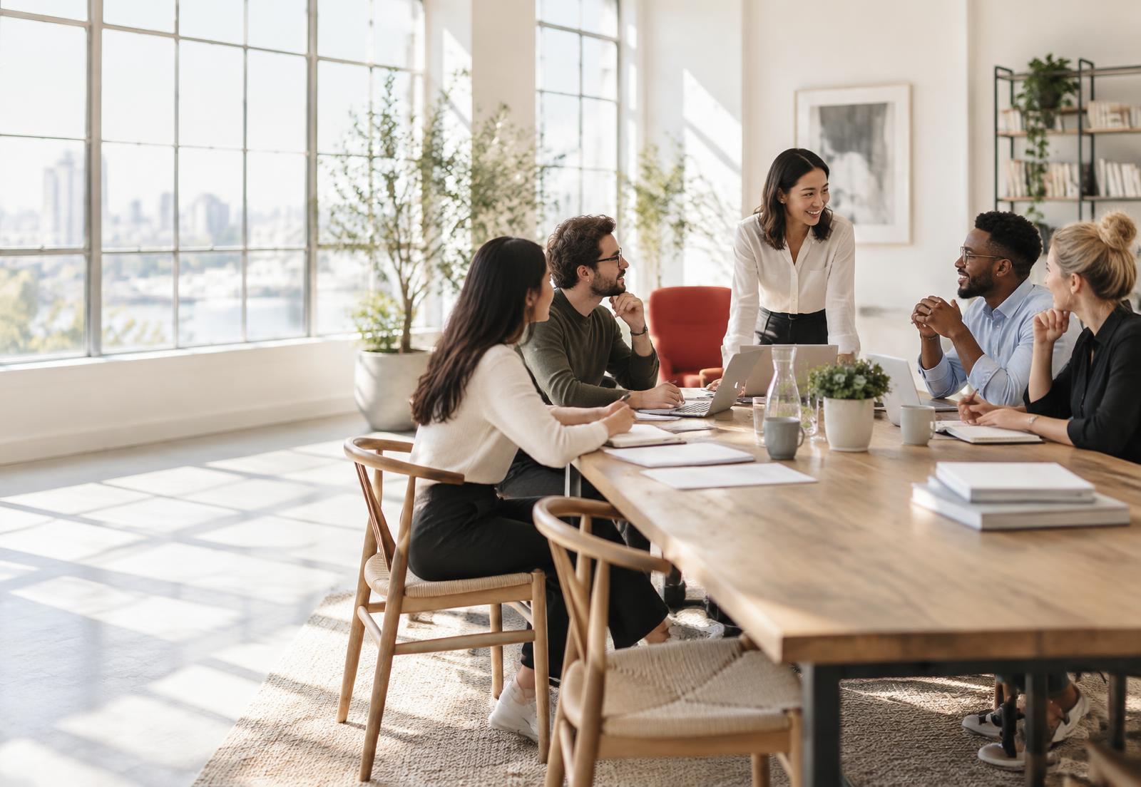 The Redwind crew collaborating around the table