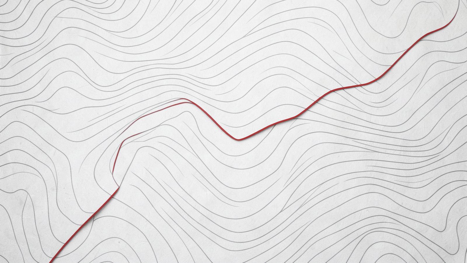 Abstract network map with a red route